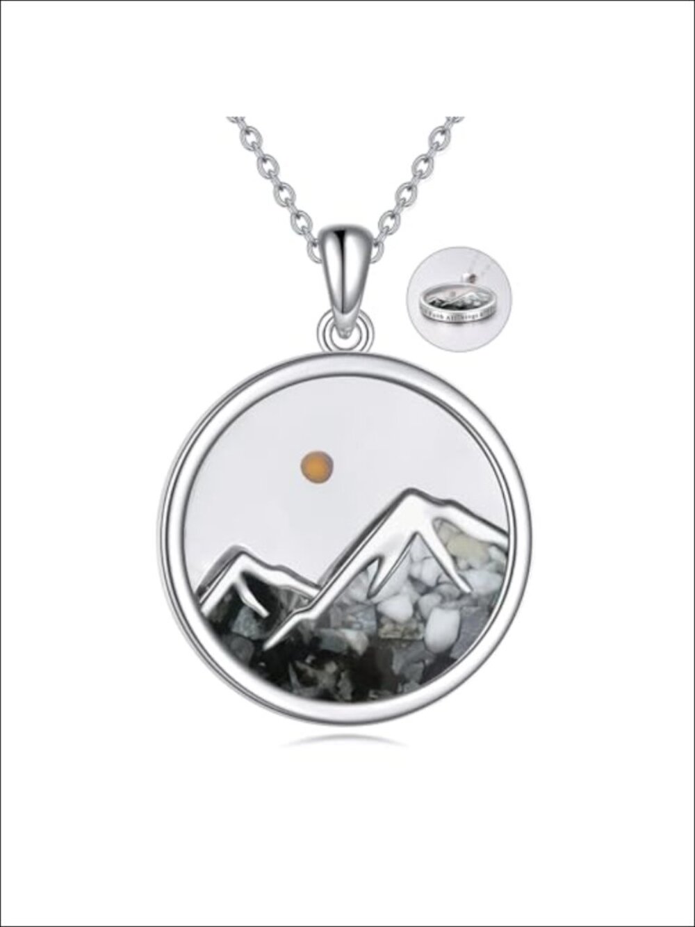 925 Sterling Silver Christian Faith Mountain Necklace Mustard Seed Jewelry Gift